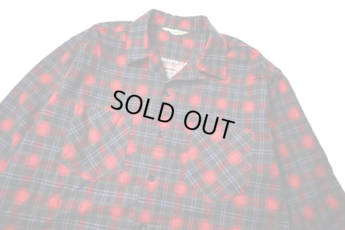 画像2: 60s Deadstock Dutchmaid Open Collar Print Flannel Shirt (2)