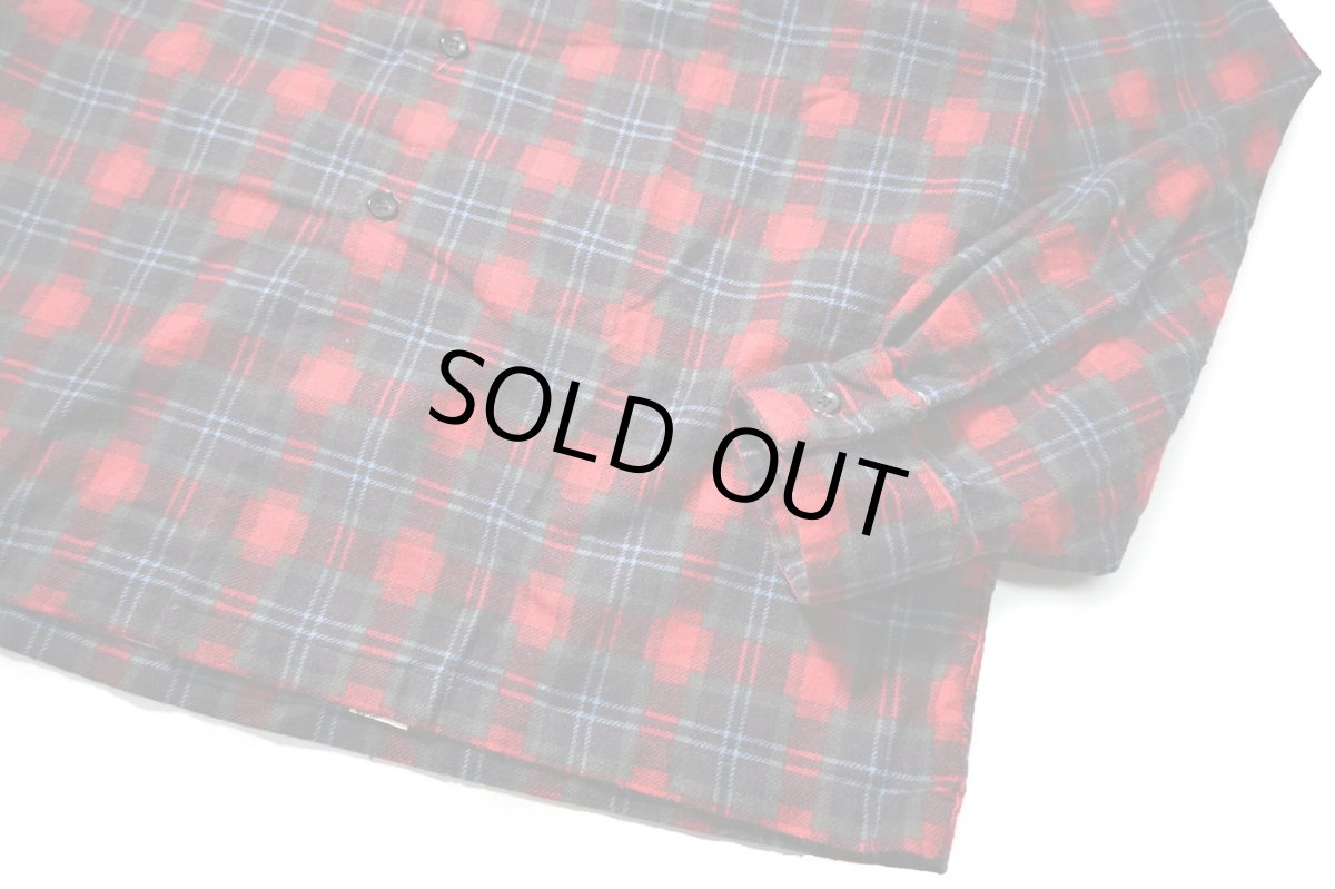 画像3: 60s Deadstock Dutchmaid Open Collar Print Flannel Shirt (3)