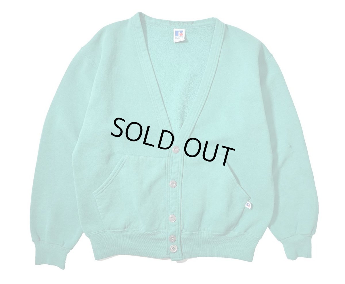 画像1: Used Russell Athletic Blank Sweat Cardigan Emerald made in USA (1)