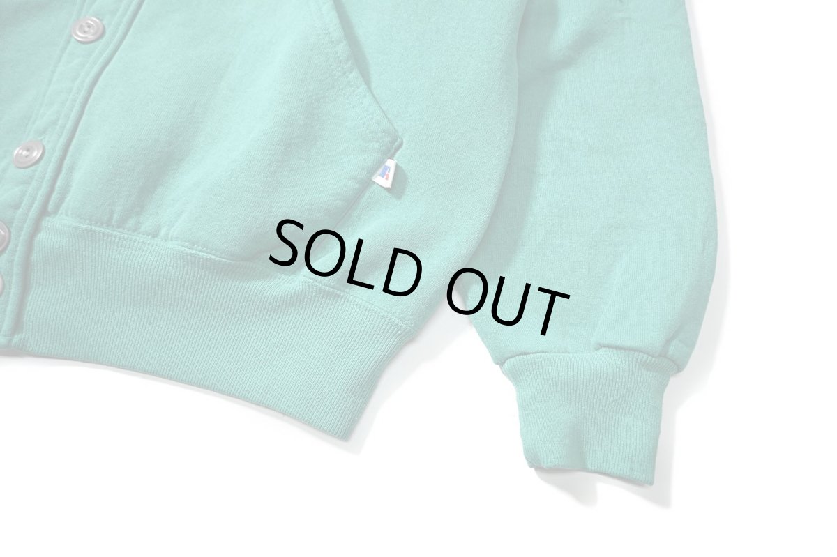 画像3: Used Russell Athletic Blank Sweat Cardigan Emerald made in USA (3)