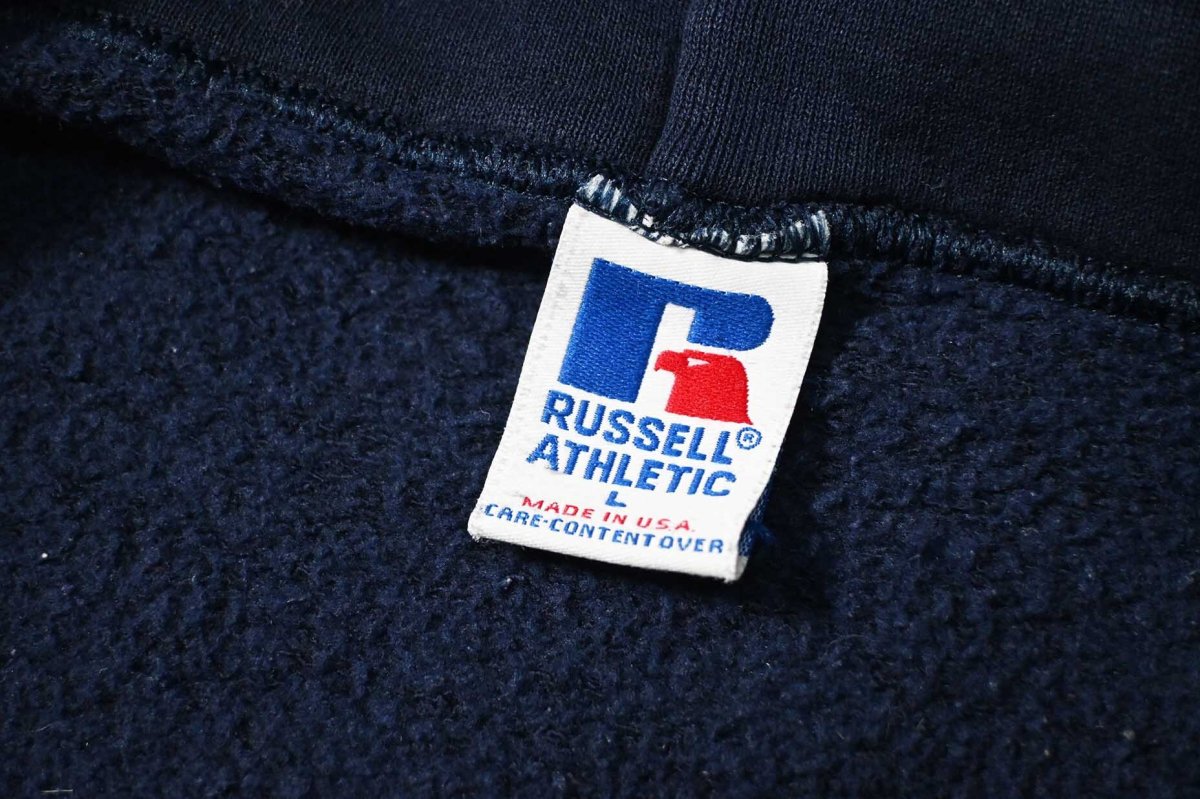 画像4: Used Russell Athletic Blank Zip Sweat Hoodie Navy made in USA (4)