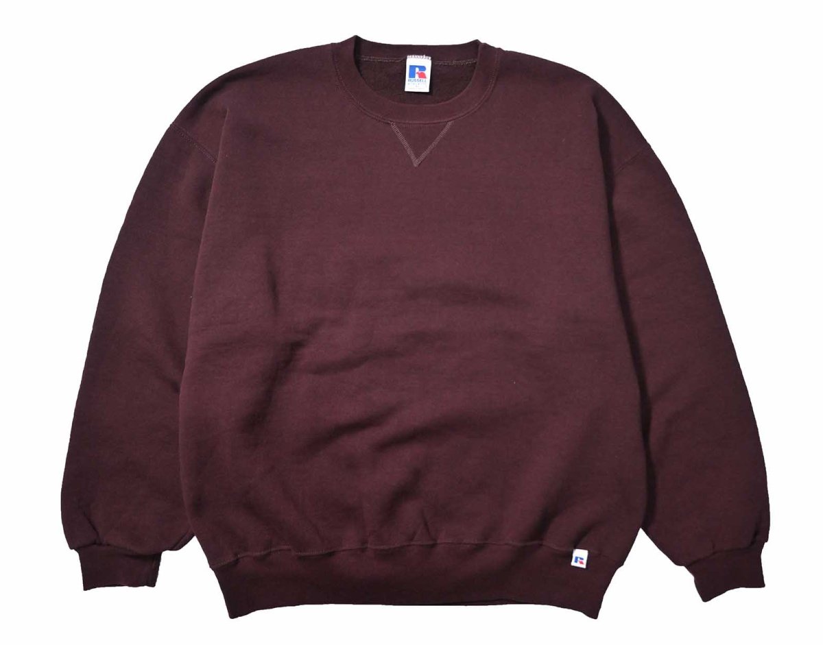 画像1: Used Russell Athletic Blank Sweat Shirt Maroon (1)