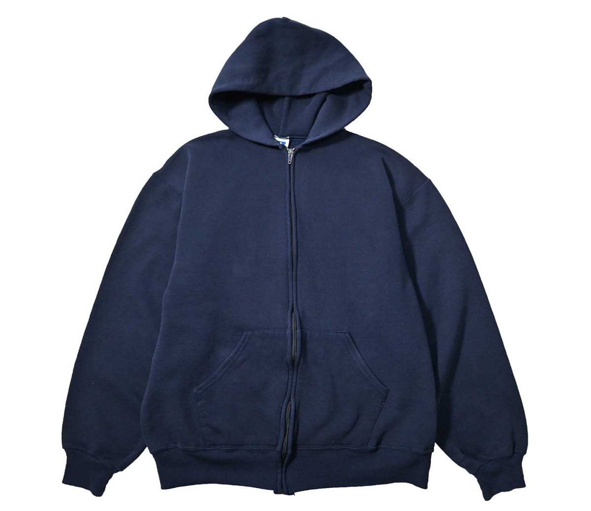 画像1: Used Russell Athletic Blank Zip Sweat Hoodie Navy made in USA (1)