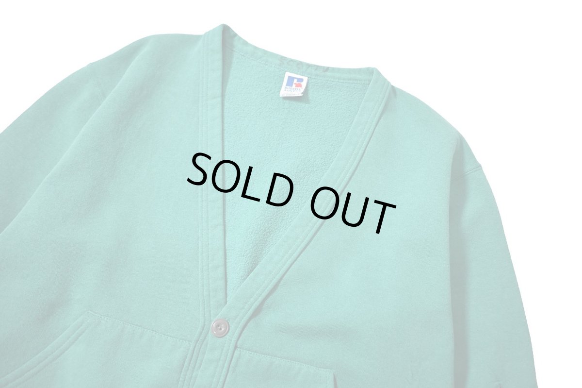 画像2: Used Russell Athletic Blank Sweat Cardigan Emerald made in USA (2)