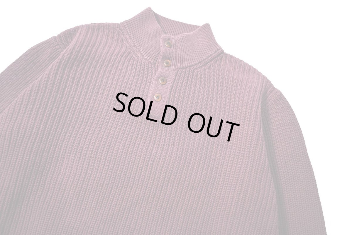 画像2: Used L.L.Bean Quarter Button Cotton Knit Sweater Burgundy (2)