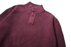 画像2: Used L.L.Bean Quarter Button Cotton Knit Sweater Burgundy (2)