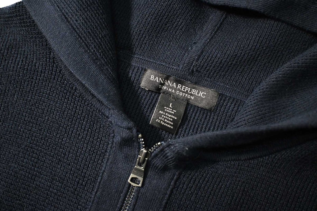 画像4: Used Banana Republic Cotton Knit Zip Hoodie Navy (4)