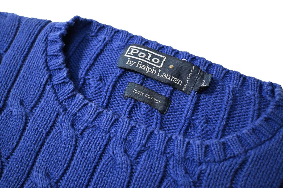 画像4: Used Polo Ralph Lauren Cotton Knit Sweater Blue (4)