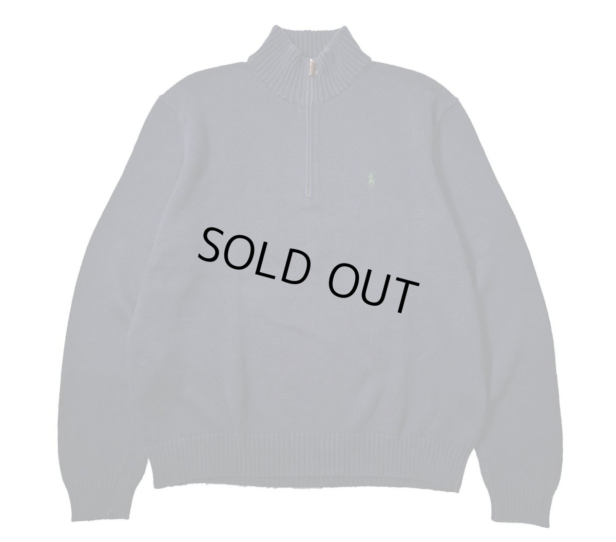 画像1: Used Polo Ralph Lauren Quarter Zip Cotton Knit Sweater Navy (1)