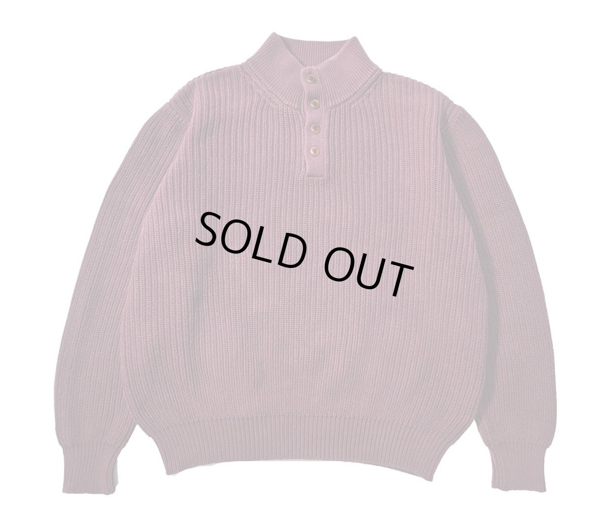 画像1: Used L.L.Bean Quarter Button Cotton Knit Sweater Burgundy (1)