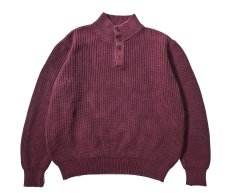 画像1: Used L.L.Bean Quarter Button Cotton Knit Sweater Burgundy (1)