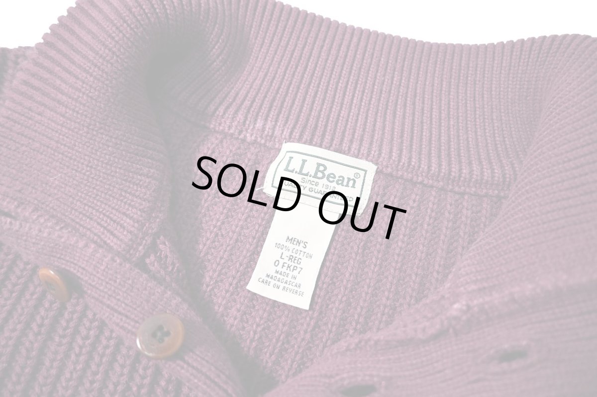 画像4: Used L.L.Bean Quarter Button Cotton Knit Sweater Burgundy (4)