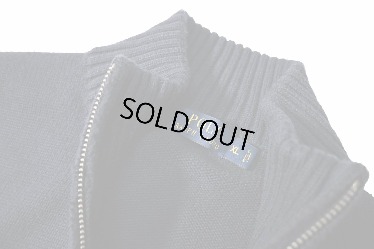 画像4: Used Polo Ralph Lauren Quarter Zip Cotton Knit Sweater Navy (4)