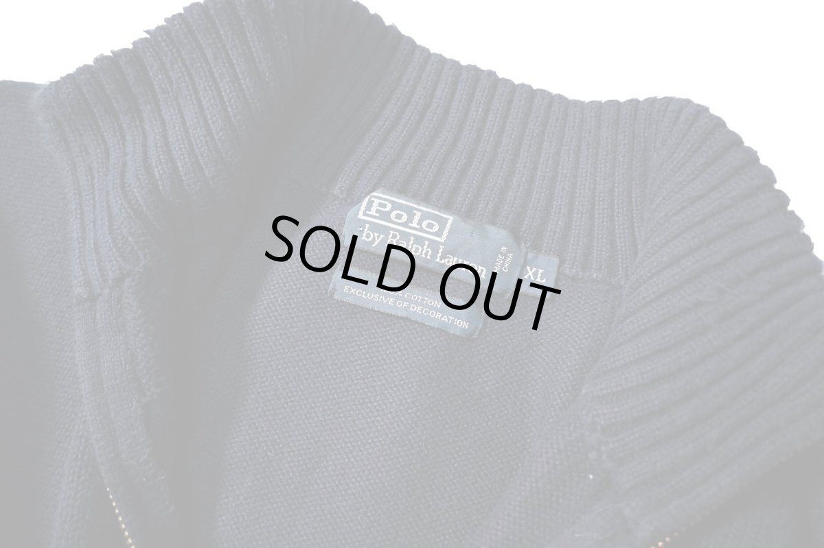 画像4: Used Polo Ralph Lauren Quarter Zip Cotton Knit Sweater Navy (4)