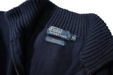 画像4: Used Polo Ralph Lauren Quarter Zip Cotton Knit Sweater Navy (4)