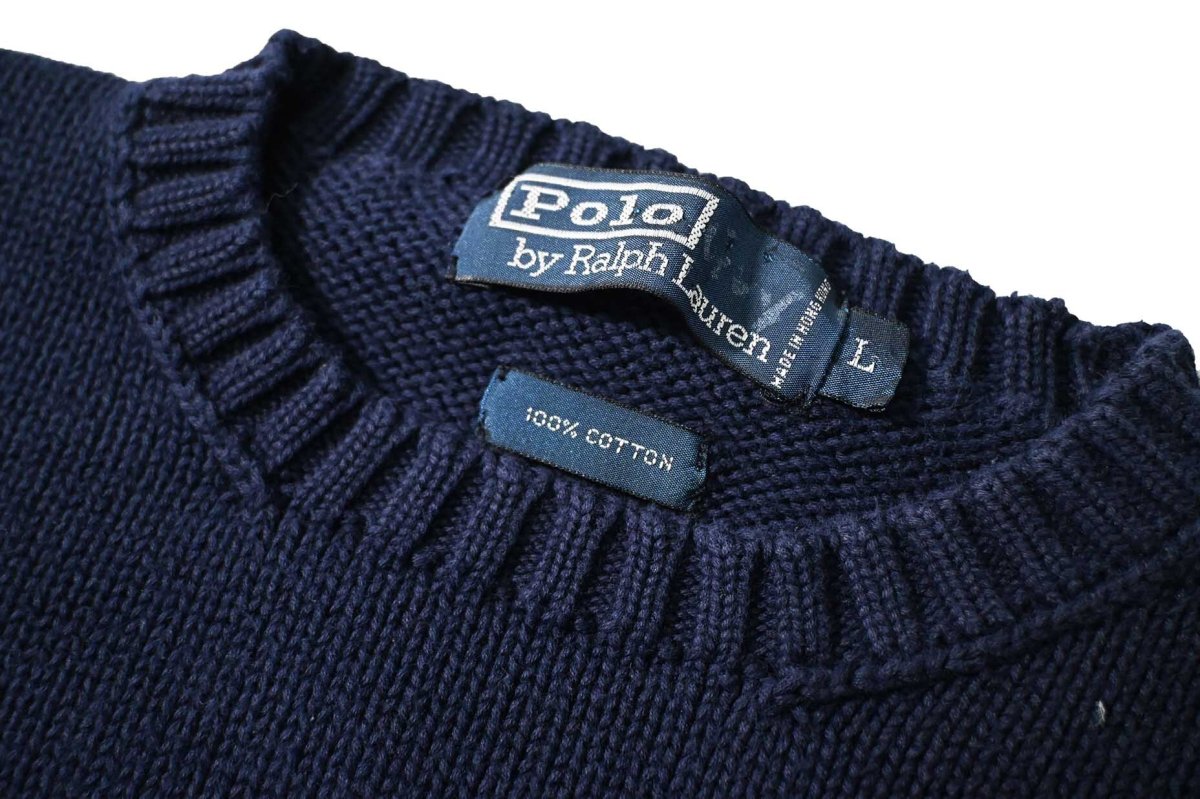 画像4: Used Polo Ralph Lauren Cotton Knit Sweater Navy (4)