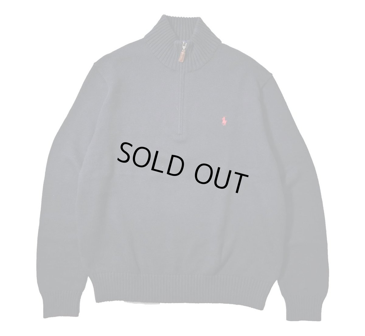 画像1: Used Polo Ralph Lauren Quarter Zip Cotton Knit Sweater Navy (1)