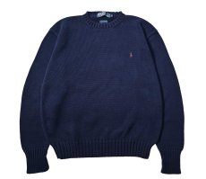 画像1: Used Polo Ralph Lauren Cotton Knit Sweater Navy (1)