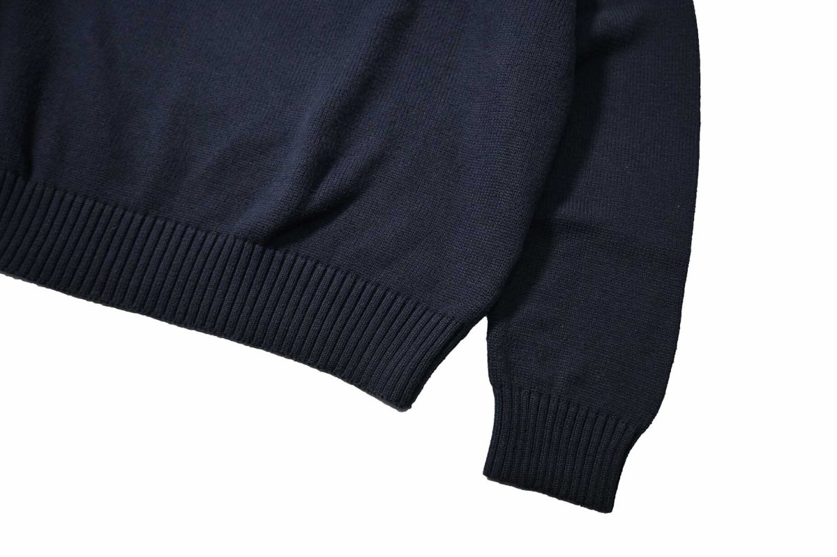 画像3: Used Polo Ralph Lauren Quarter Zip Cotton Knit Sweater Navy (3)