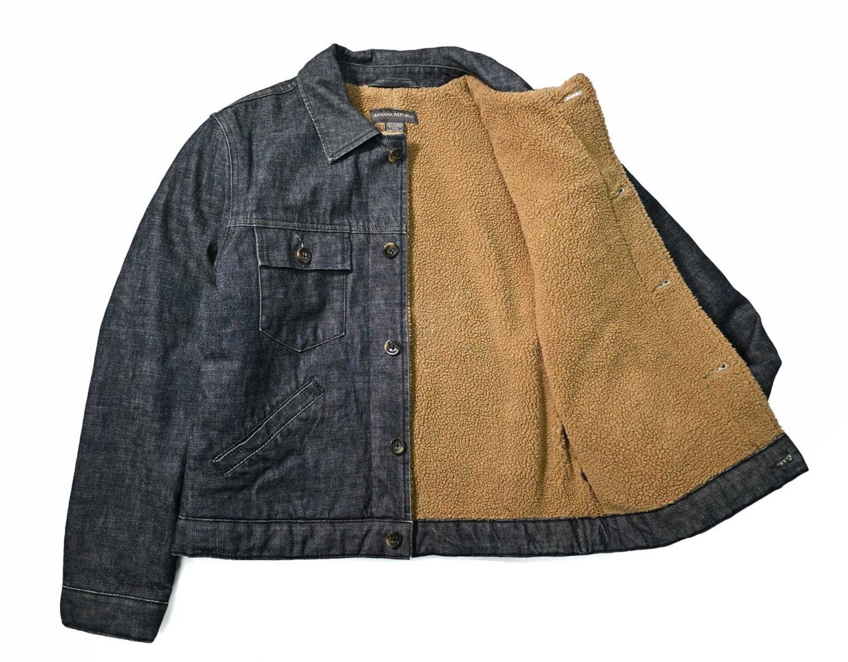 画像5: Used Banana Republic Denim Sherpa Trucker Jacket (5)