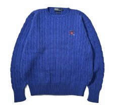 画像1: Used Polo Ralph Lauren Cotton Knit Sweater Blue (1)