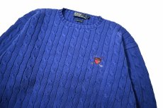 画像2: Used Polo Ralph Lauren Cotton Knit Sweater Blue (2)