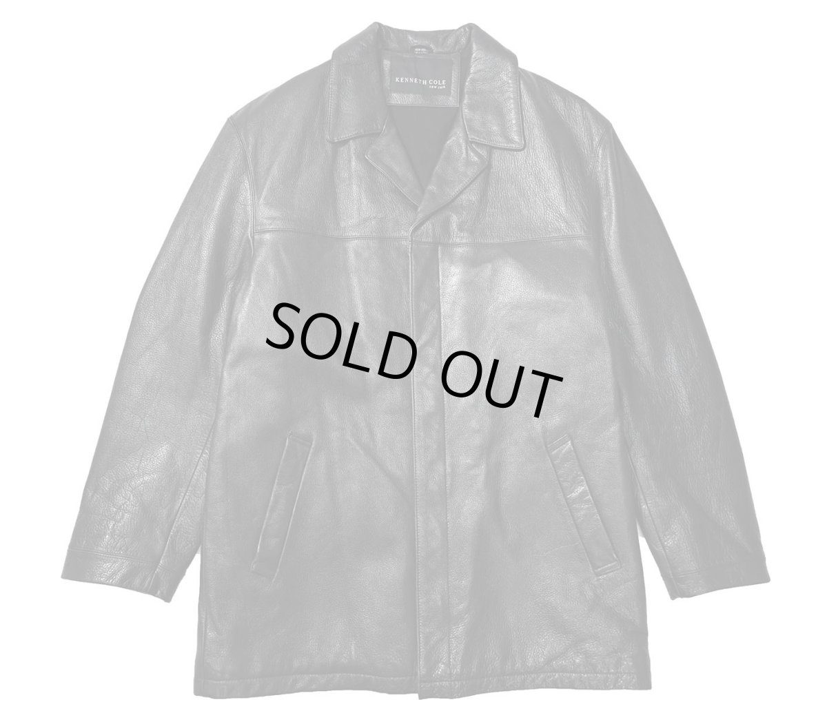 画像1: Used Kenneth Cole Leather Coat Black (1)