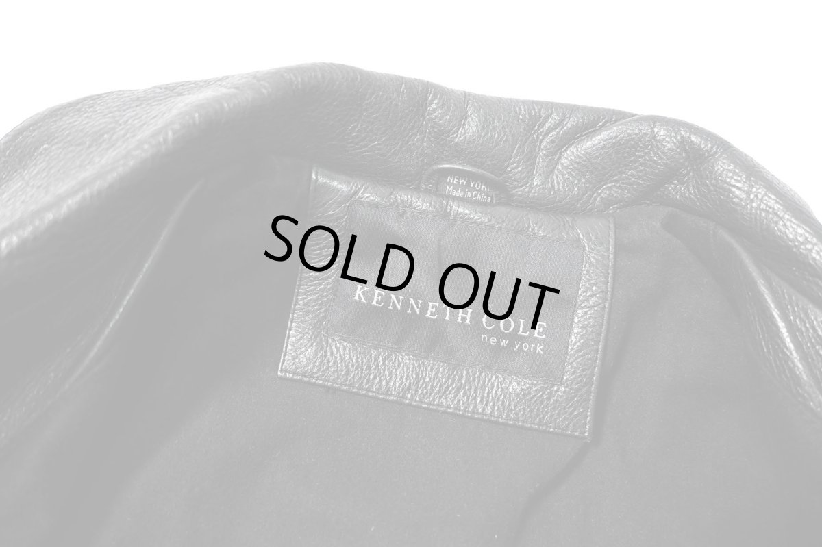 画像6: Used Kenneth Cole Leather Coat Black (6)