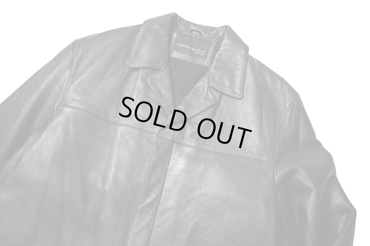 画像3: Used Kenneth Cole Leather Coat Black (3)