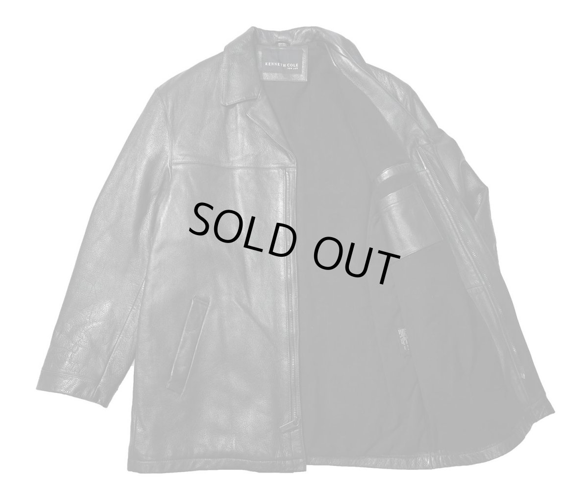 画像5: Used Kenneth Cole Leather Coat Black (5)