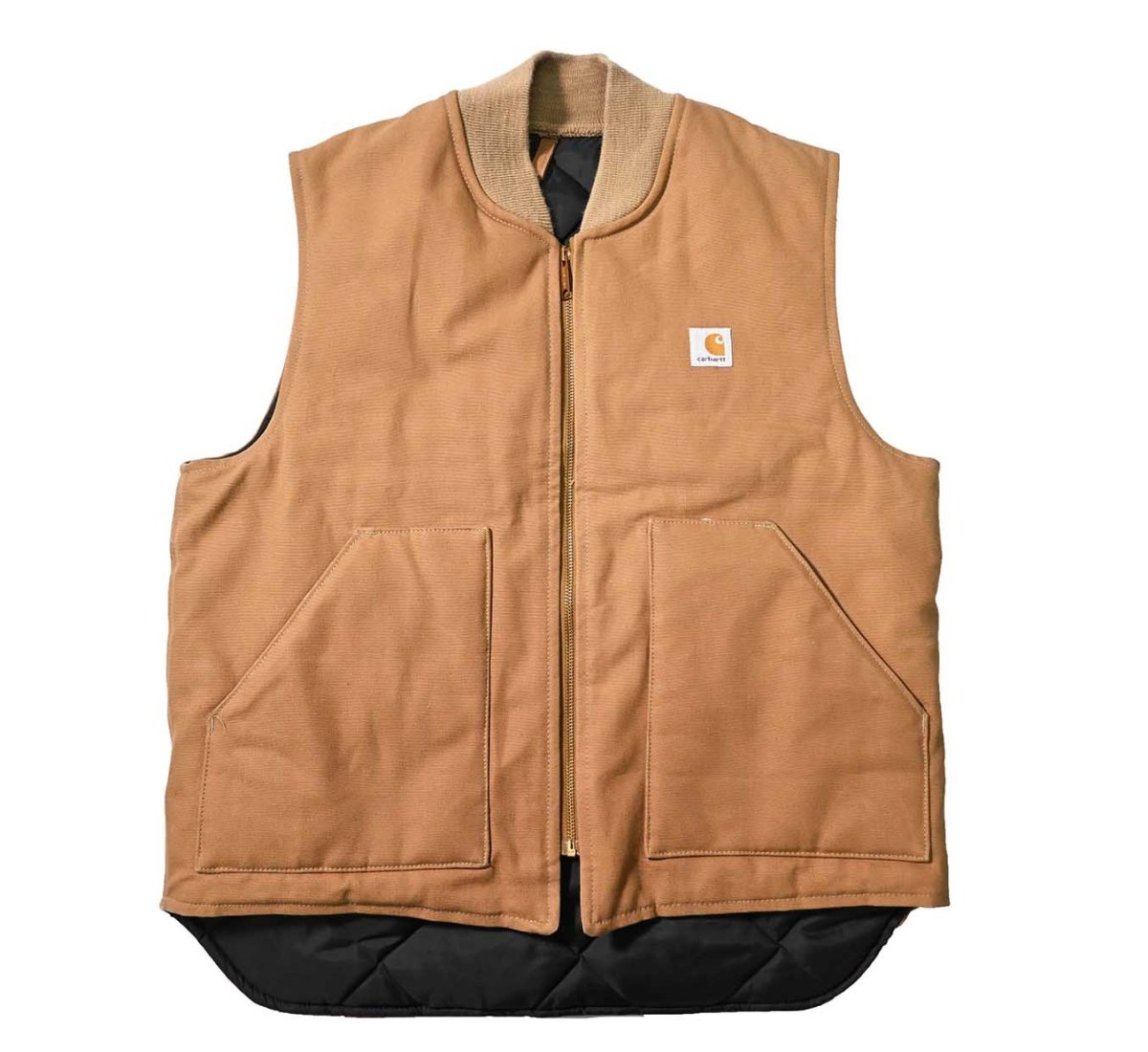 画像1: Deadstock Carhartt Quilt Lined Duck Vest Brown made in USA (1)