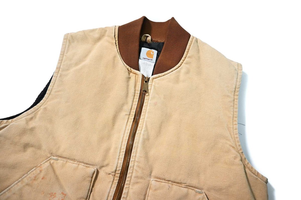 画像3: Used Carhartt Quilt Lined Duck Vest Brown made in USA (3)
