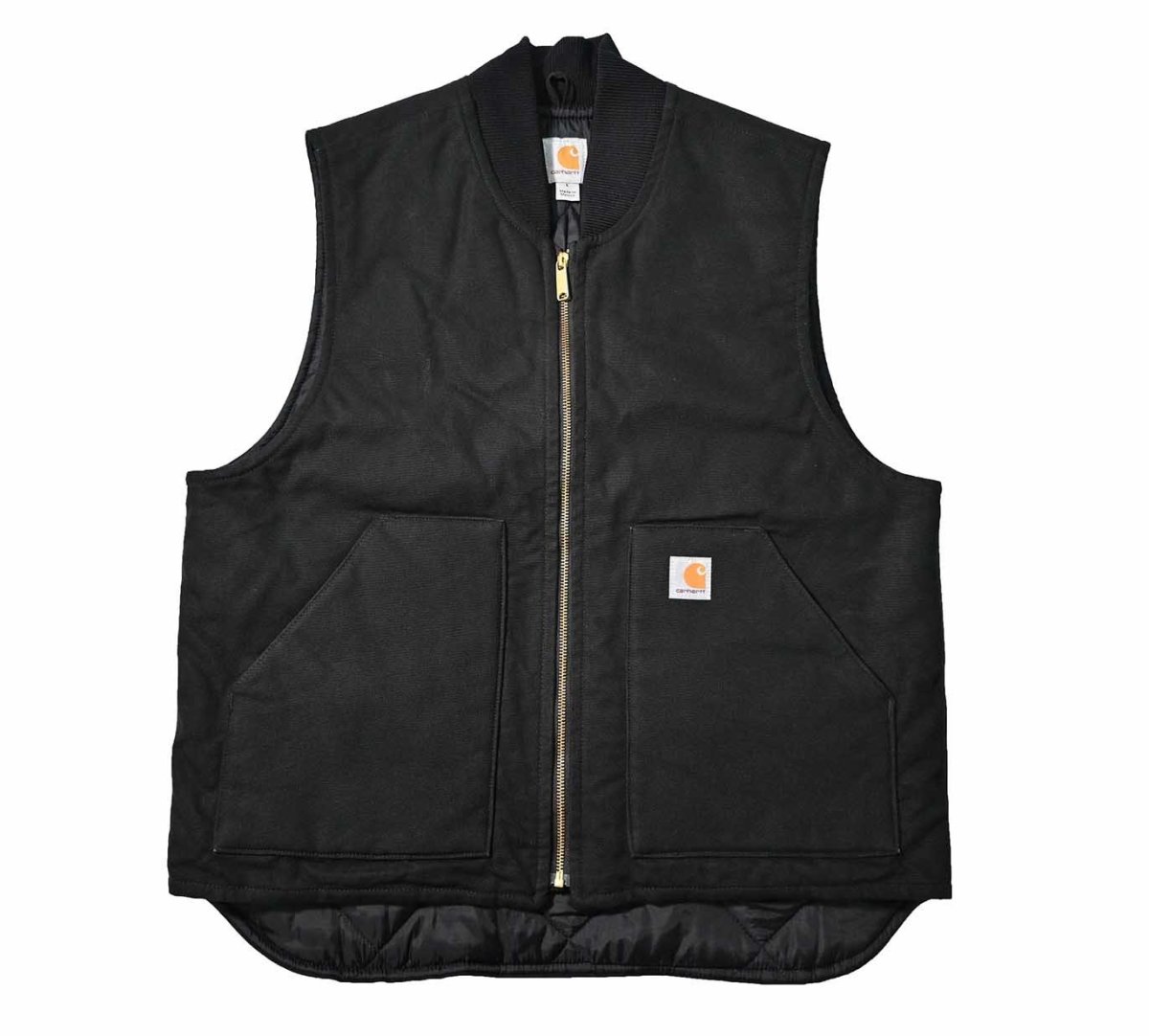画像1: Used Carhartt Quilt Lined Duck Vest Black (1)