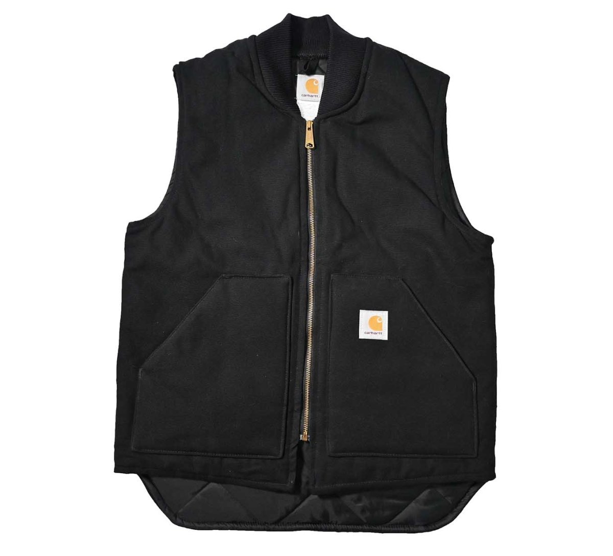 画像1: Deadstock Carhartt Quilt Lined Duck Vest Black made in USA (1)