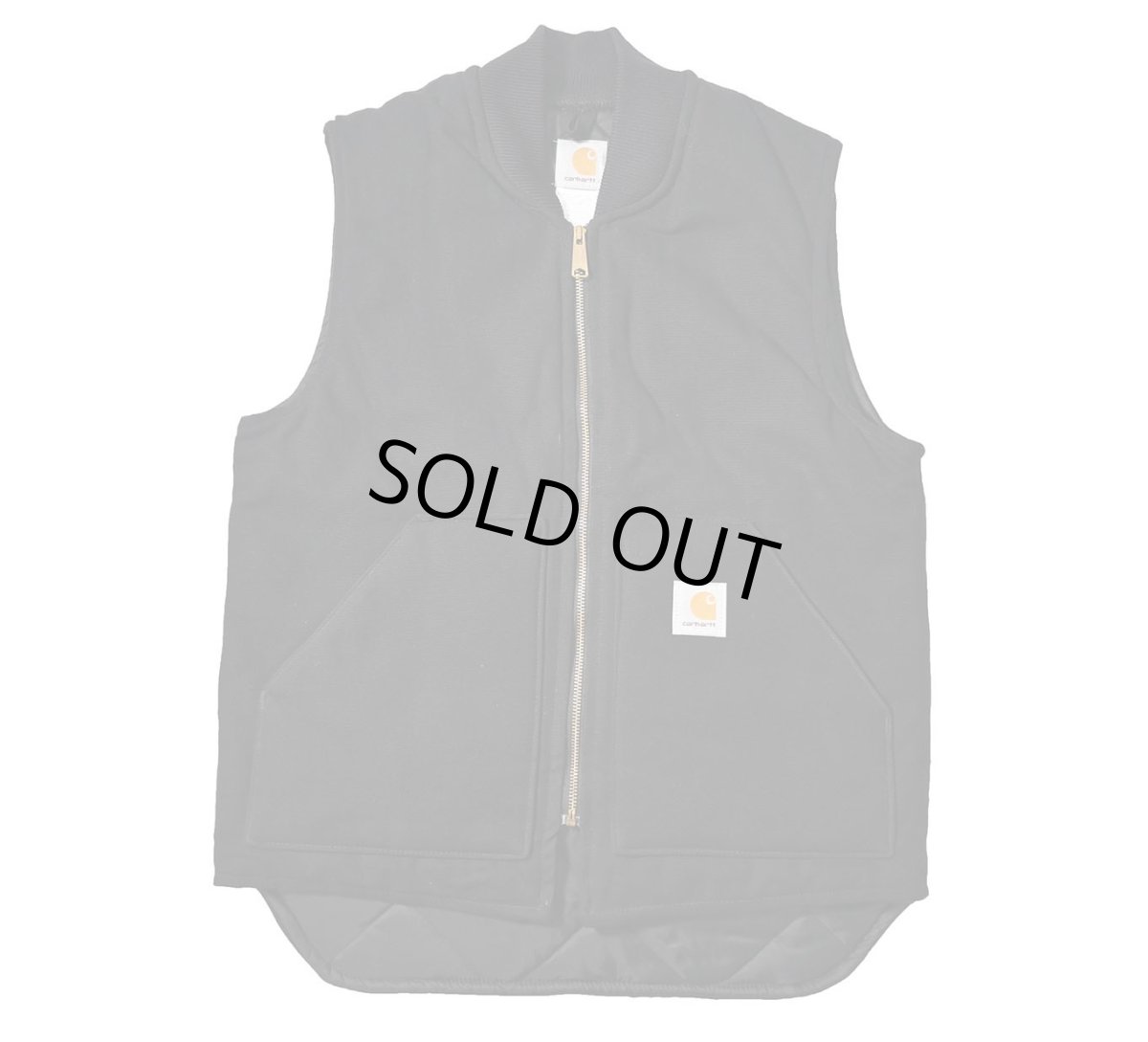 画像1: Deadstock Carhartt Quilt Lined Duck Vest Black made in USA (1)