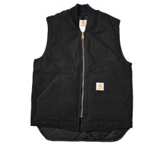 画像1: Deadstock Carhartt Quilt Lined Duck Vest Black made in USA (1)