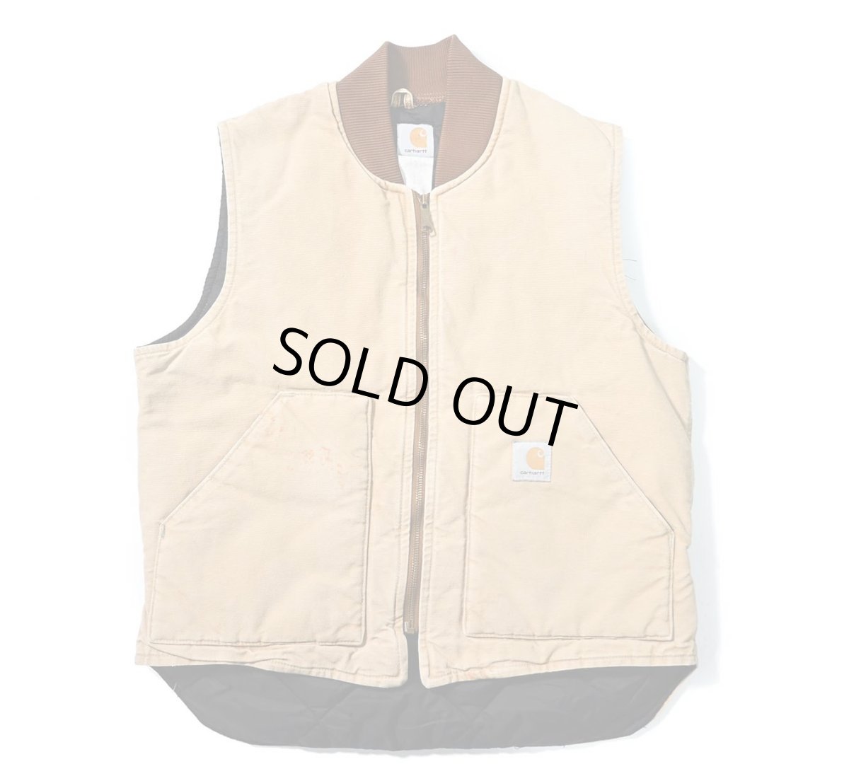 画像1: Used Carhartt Quilt Lined Duck Vest Brown made in USA (1)