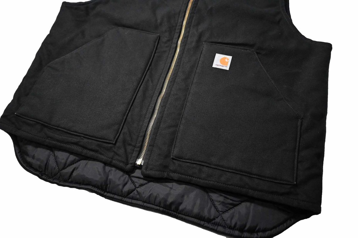 画像4: Used Carhartt Quilt Lined Duck Vest Black (4)