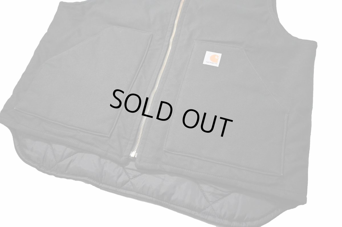 画像4: Used Carhartt Quilt Lined Duck Vest Black (4)