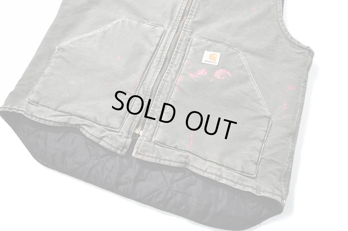 画像4: Used Carhartt Quilt Lined Duck Vest Moss (4)