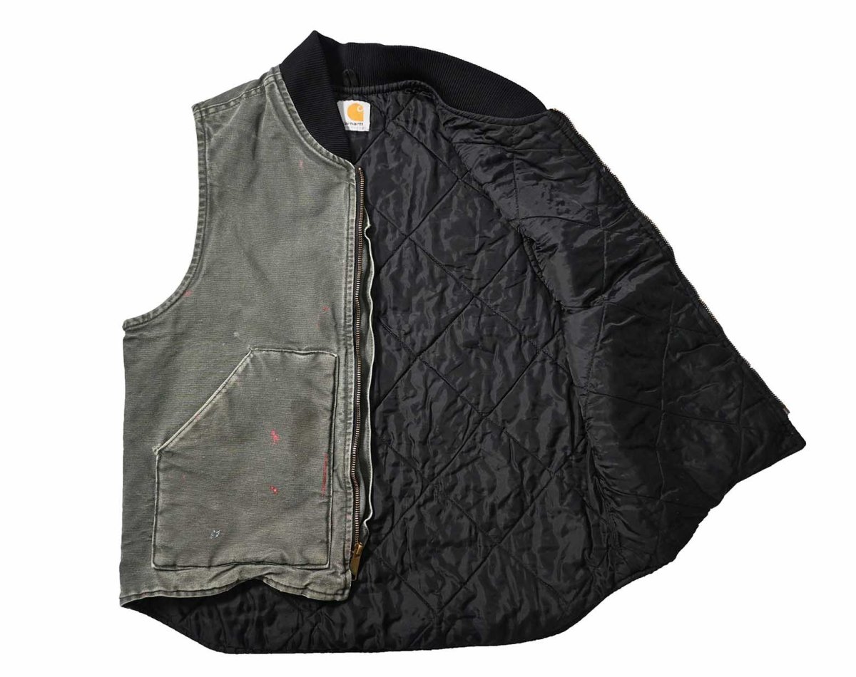 画像5: Used Carhartt Quilt Lined Duck Vest Moss (5)