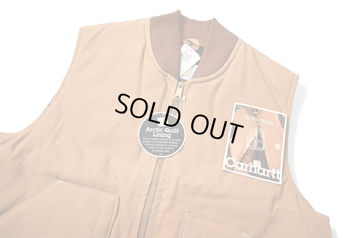 画像2: Deadstock Carhartt Quilt Lined Duck Vest Brown made in USA (2)