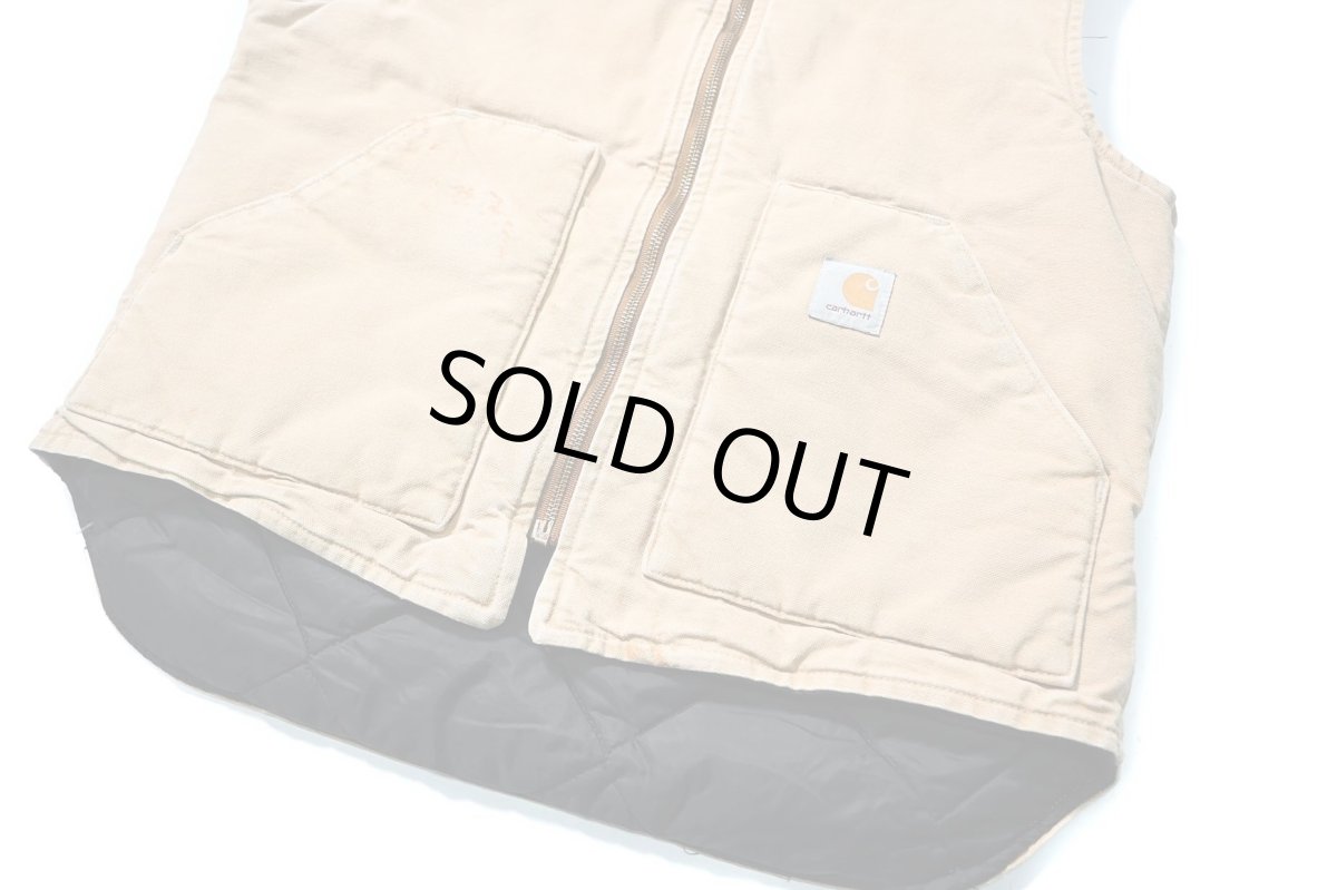 画像4: Used Carhartt Quilt Lined Duck Vest Brown made in USA (4)