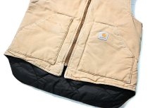 画像4: Used Carhartt Quilt Lined Duck Vest Brown made in USA (4)