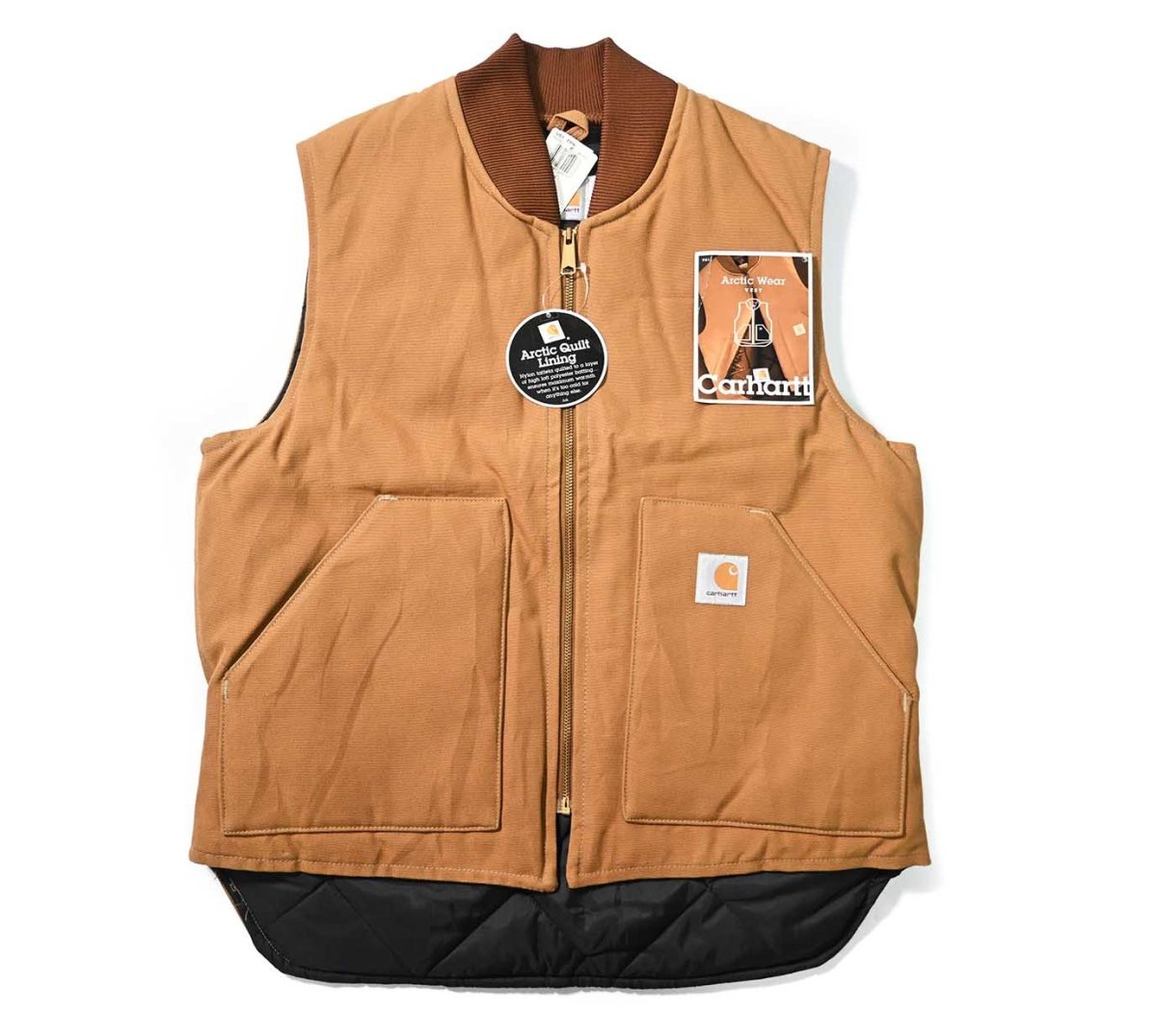 画像1: Deadstock Carhartt Quilt Lined Duck Vest Brown made in USA (1)