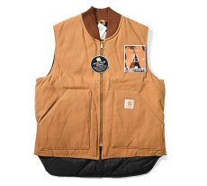 画像1: Deadstock Carhartt Quilt Lined Duck Vest Brown made in USA (1)
