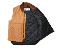 画像5: Used Carhartt Quilt Lined Duck Vest Brown made in USA (5)