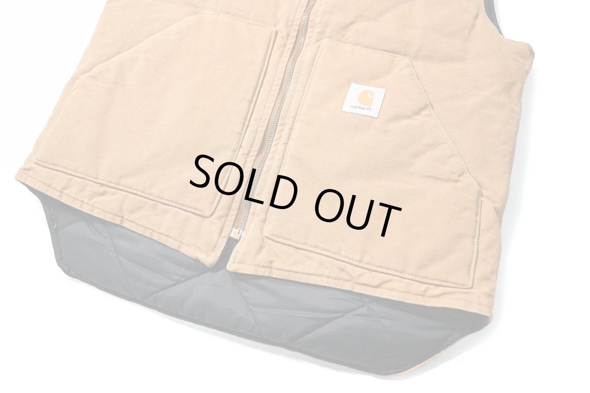 画像4: Used Carhartt Quilt Lined Duck Vest Brown made in USA (4)