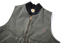 画像3: Used Carhartt Quilt Lined Duck Vest Moss (3)