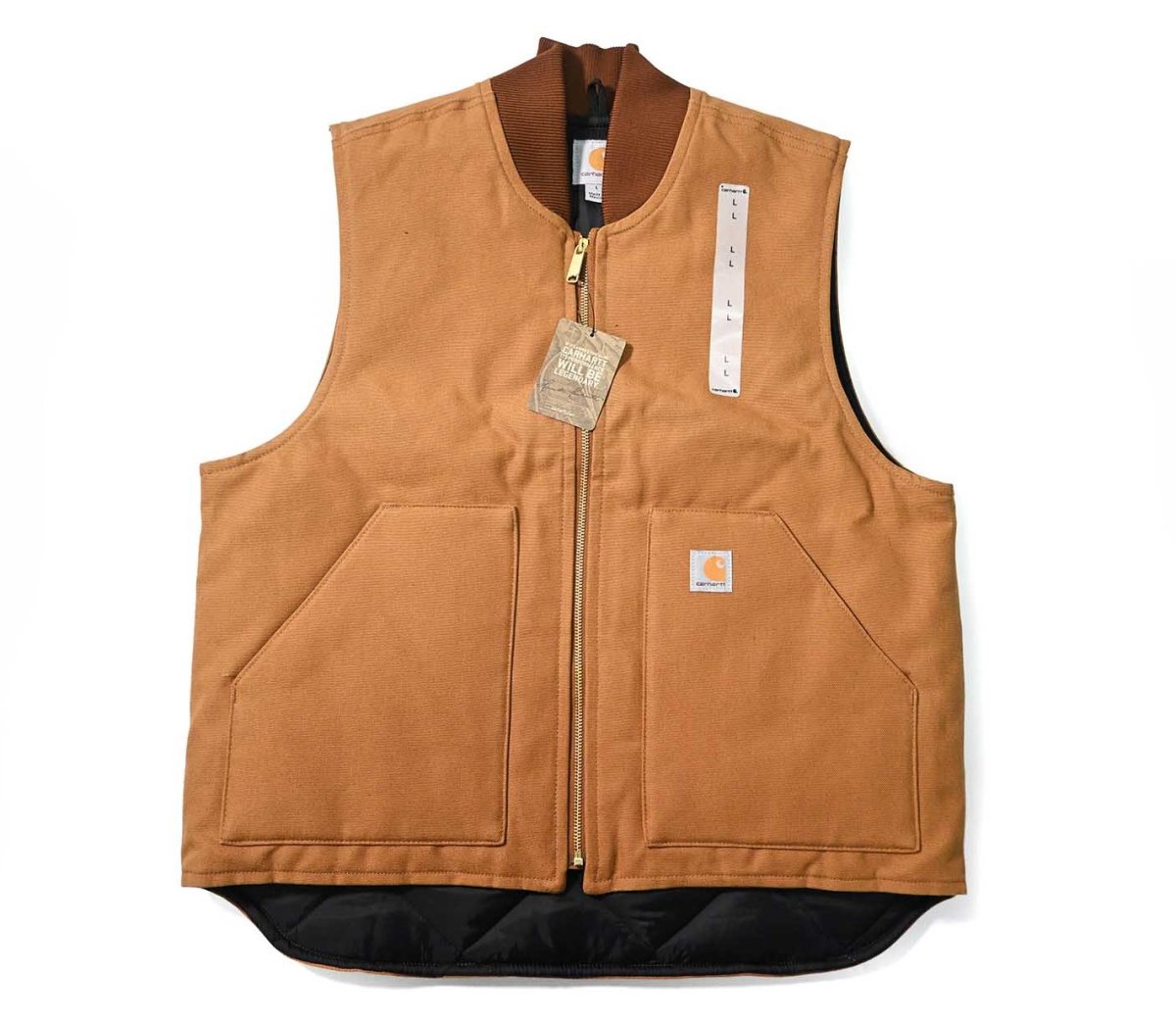 画像1: Deadstock Carhartt Quilt Lined Duck Vest Brown (1)
